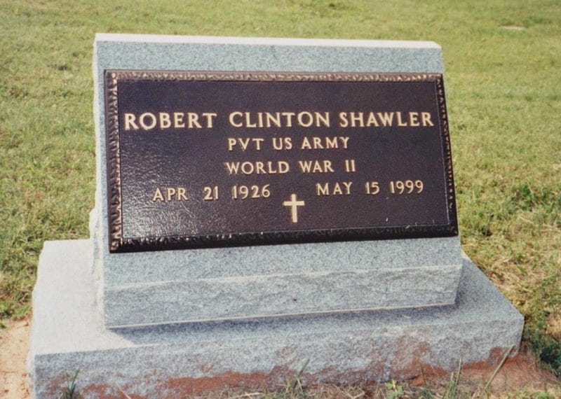 Shawler Bronze Flat Veteran Marker on Gray Slant on Base