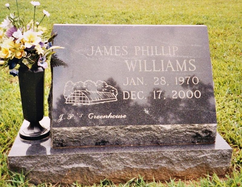 Williams Black Granite Slant Marker with Metal Vase